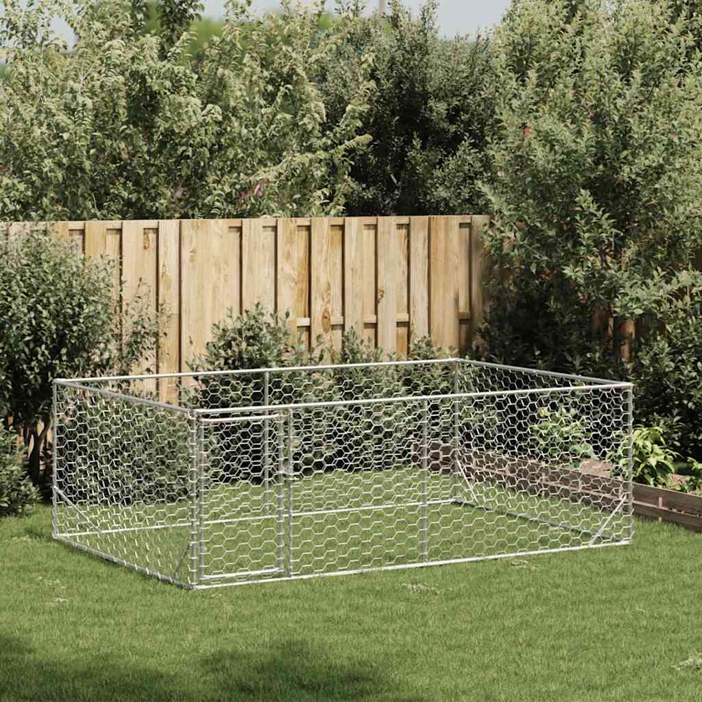 vidaXL Buda dla psa na zewnątrz z drzwiami 3x2x1 m, ocynkowana stal