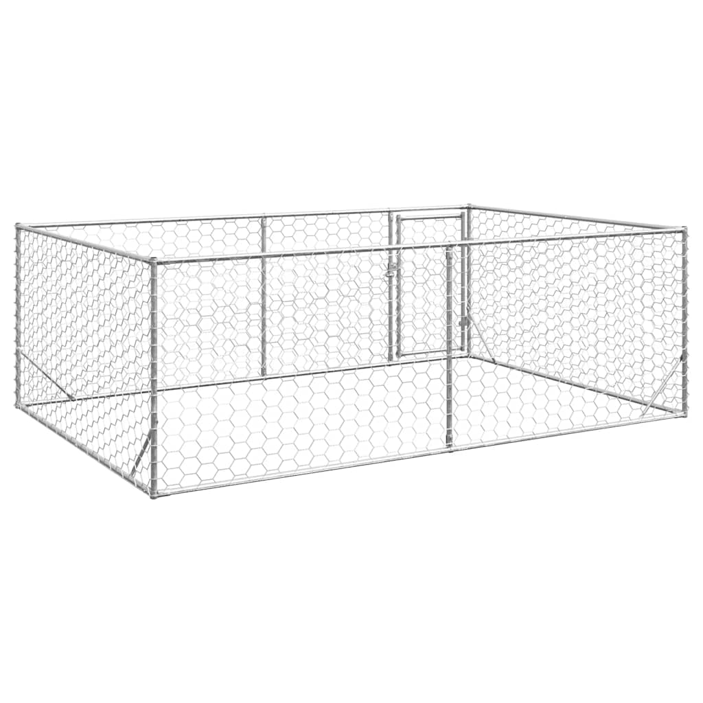 vidaXL Buda dla psa na zewnątrz z drzwiami 3x2x1 m, ocynkowana stal