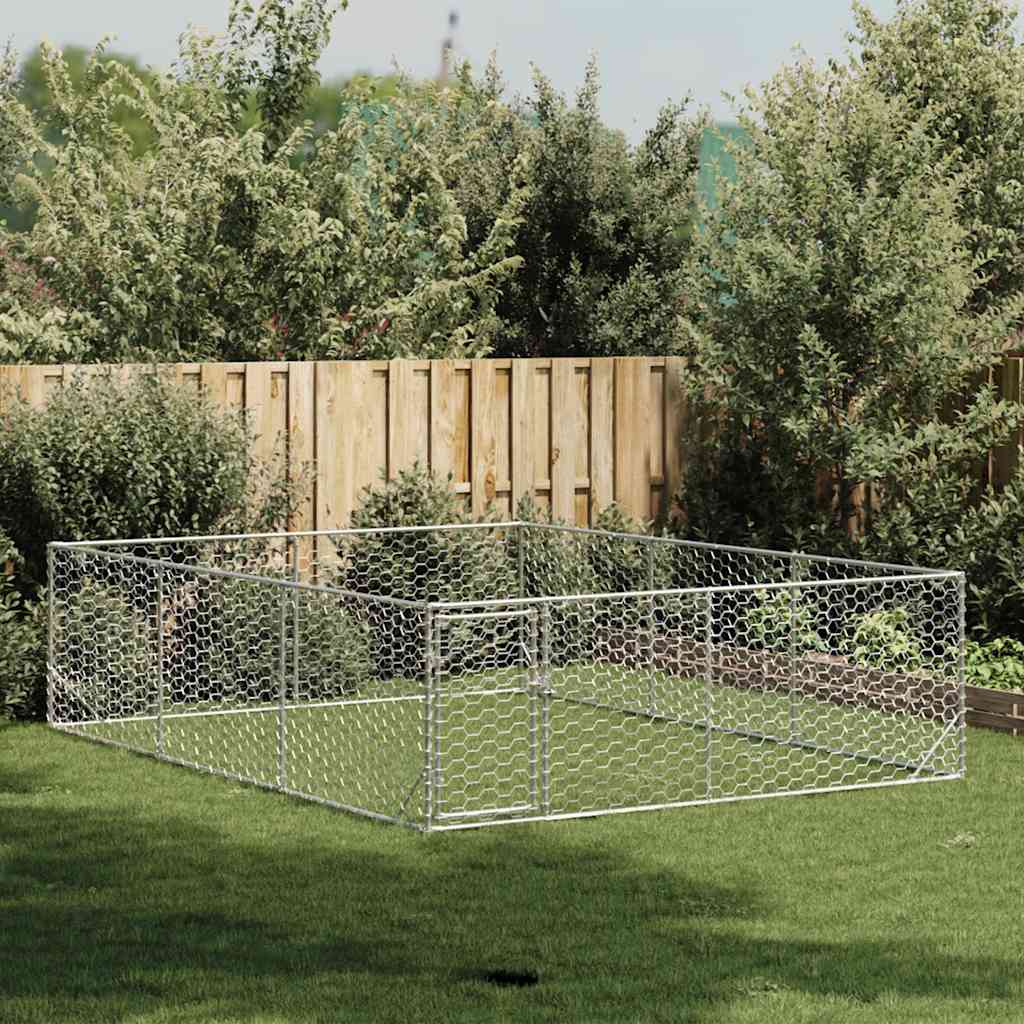 vidaXL Buda dla psa na zewnątrz z drzwiami 3x4x1 m, ocynkowana stal