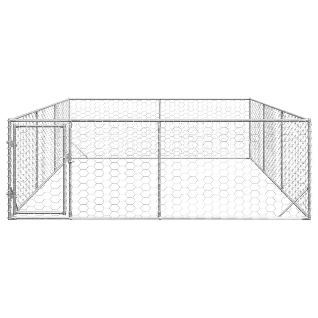vidaXL Buda dla psa na zewnątrz z drzwiami 3x4x1 m, ocynkowana stal