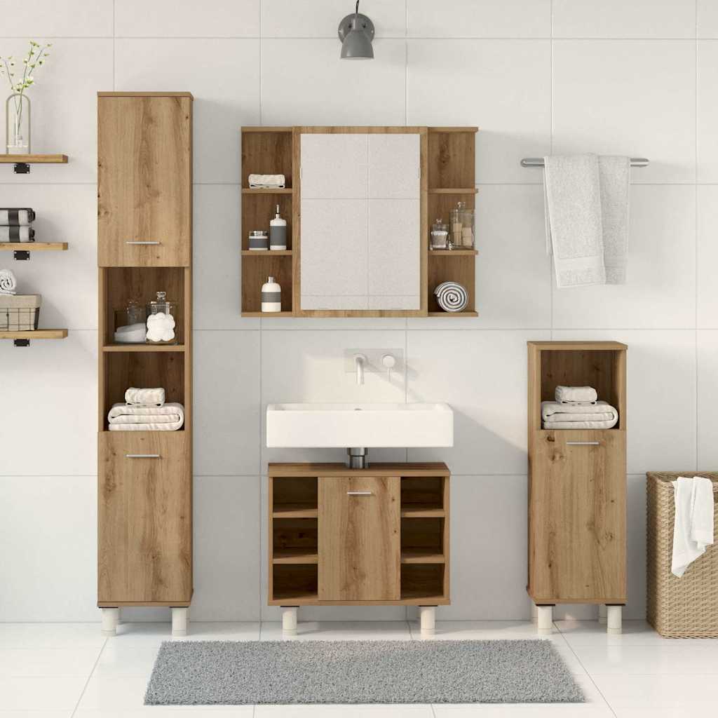 vidaXL 4-częściowy zestaw mebli łazienkowych, dąb artisan
