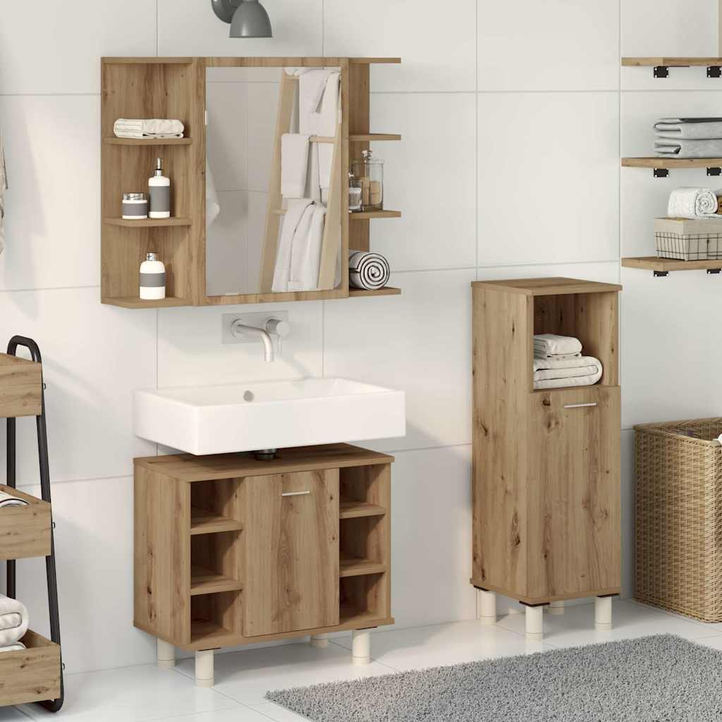 vidaXL 3-częściowy zestaw mebli łazienkowych, dąb artisan