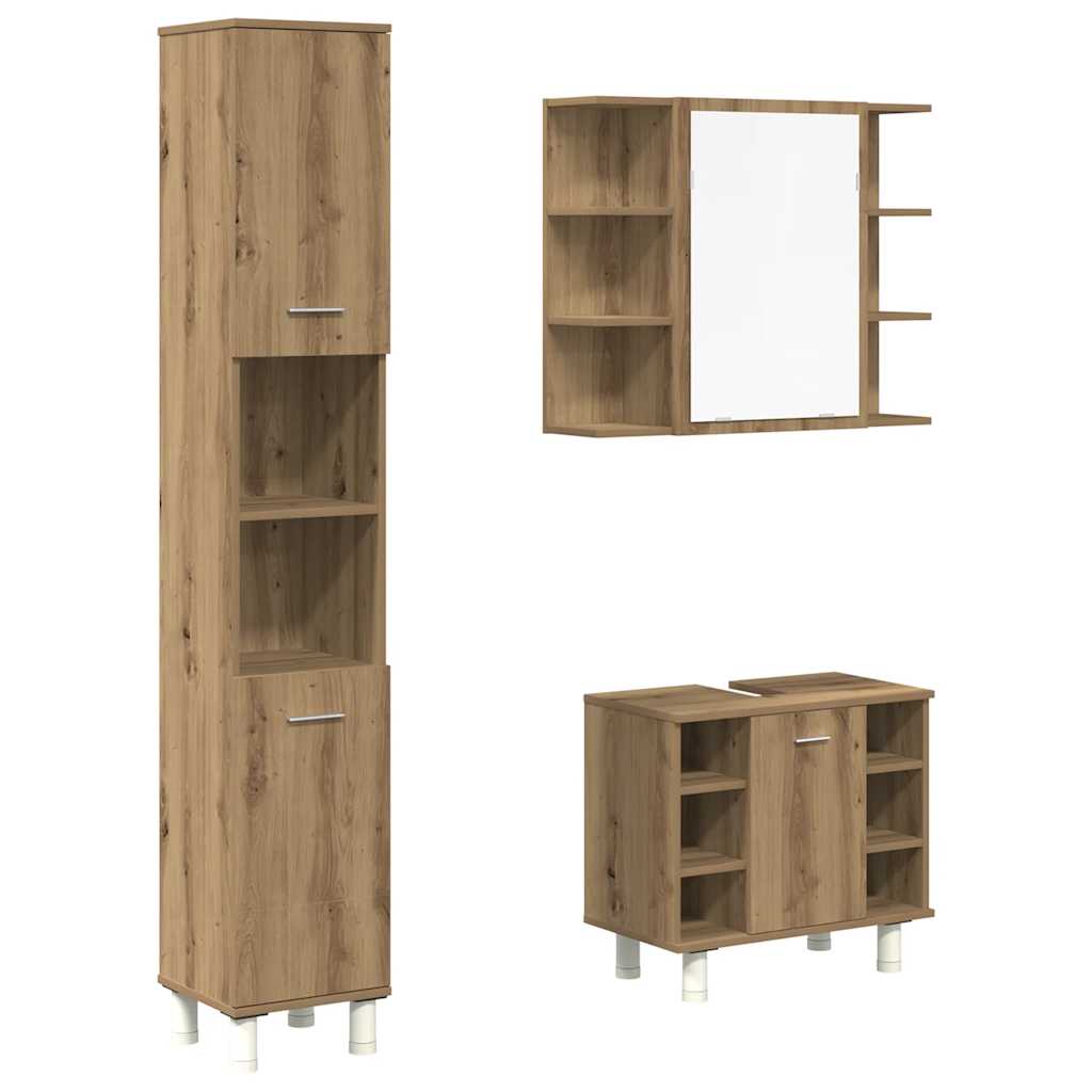 vidaXL 3-częściowy zestaw mebli łazienkowych, dąb artisan