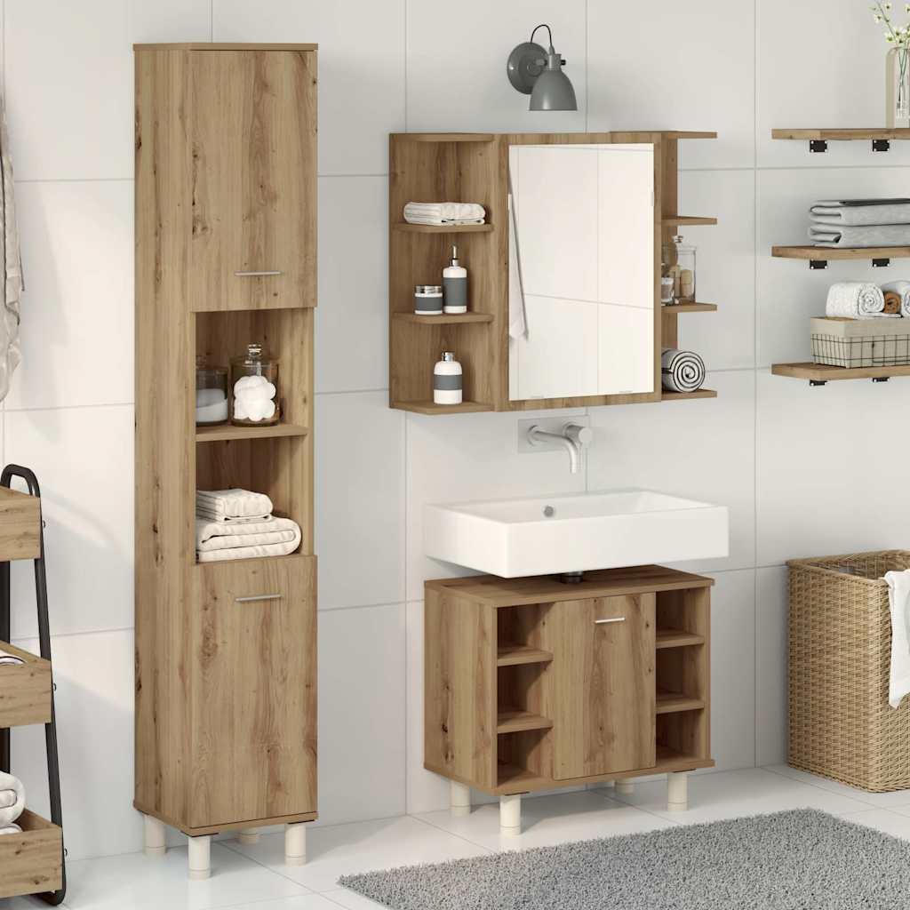 vidaXL 3-częściowy zestaw mebli łazienkowych, dąb artisan