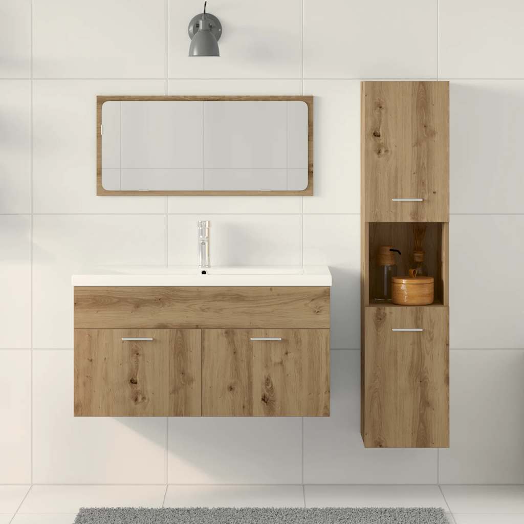 vidaXL 3-częściowy zestaw mebli łazienkowych, dąb artisan