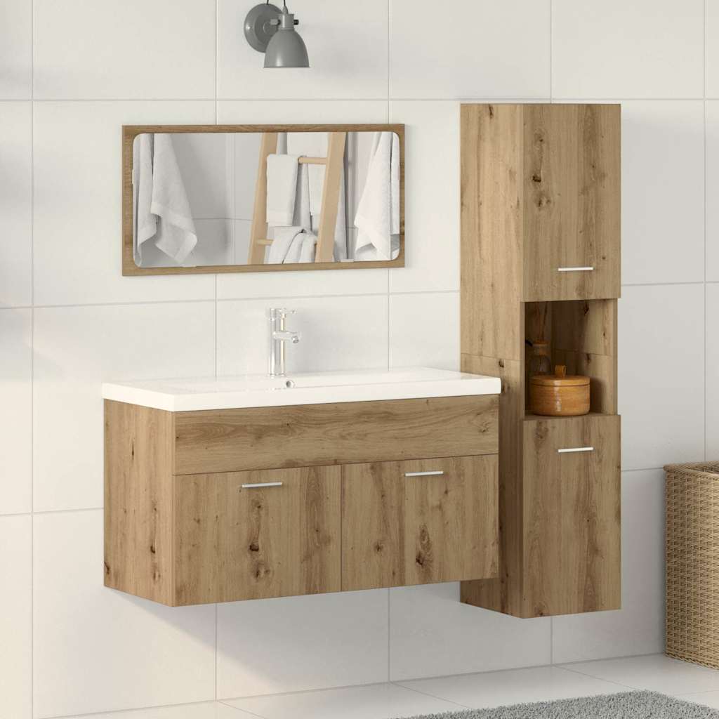 vidaXL 3-częściowy zestaw mebli łazienkowych, dąb artisan