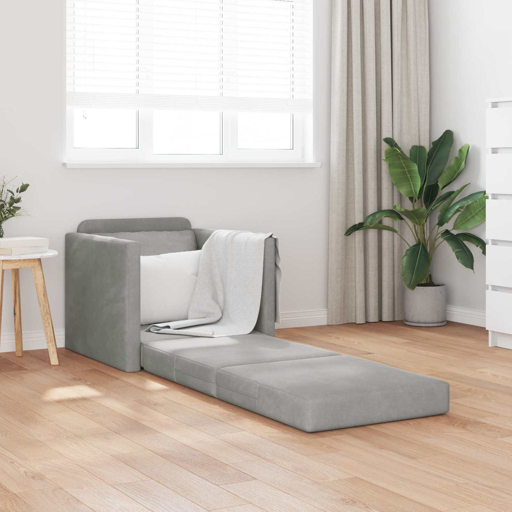 vidaXL Sofa Bed Jasnoszary 74 x 77 x 81 cm Aksamit