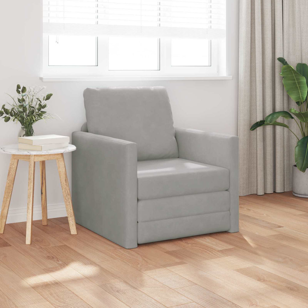 vidaXL Sofa Bed Jasnoszary 74 x 77 x 81 cm Aksamit
