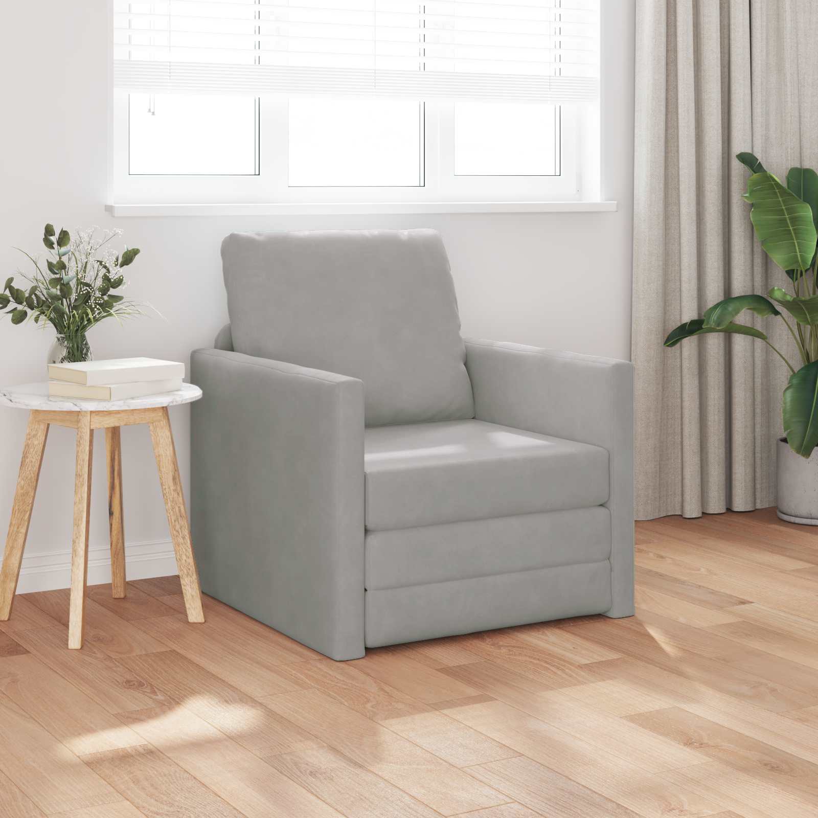 vidaXL Sofa Bed Jasnoszary 74 x 77 x 81 cm Aksamit