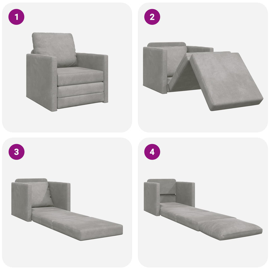 vidaXL Sofa Bed Jasnoszary 74 x 77 x 81 cm Aksamit