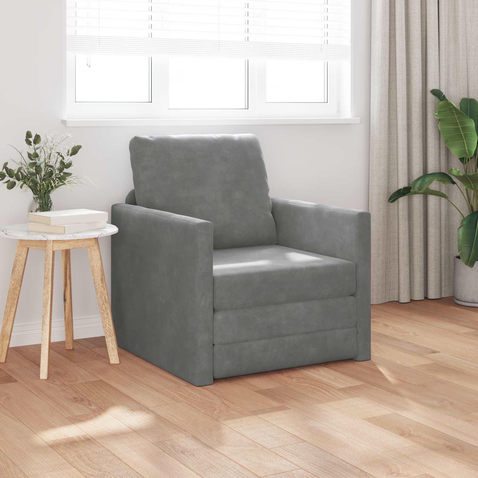 vidaXL Sofa Bed Ciemnoszary 74 x 77 x 81 cm Aksamit