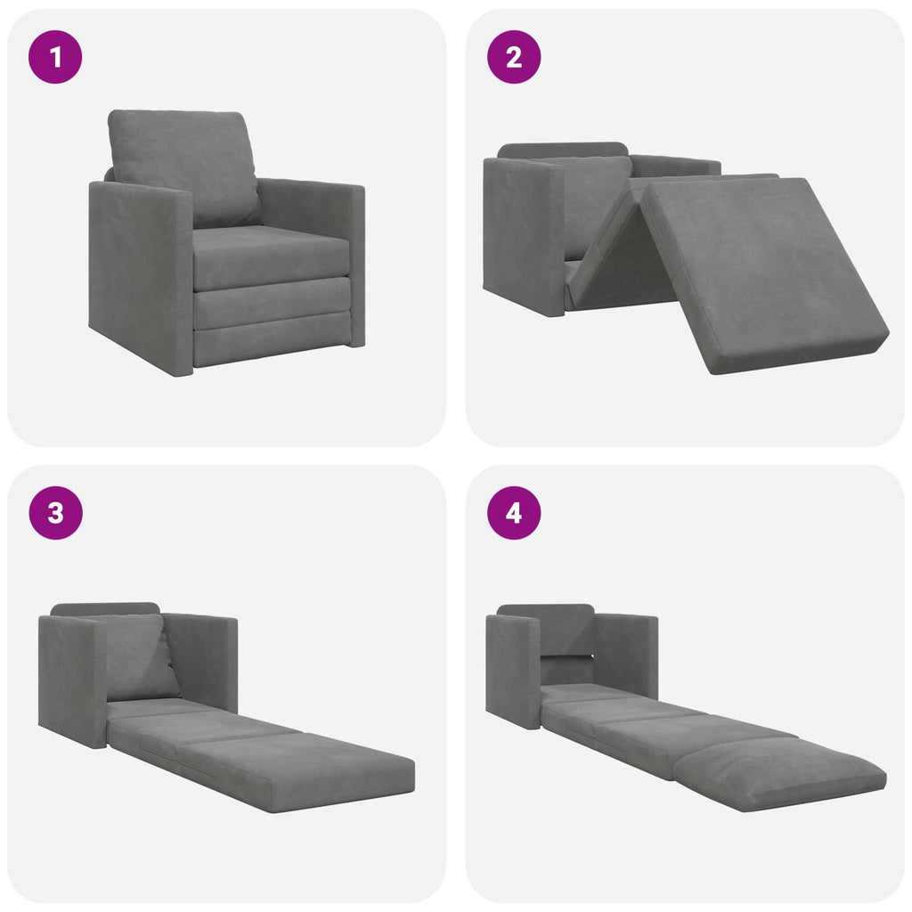 vidaXL Sofa Bed Ciemnoszary 74 x 77 x 81 cm Aksamit