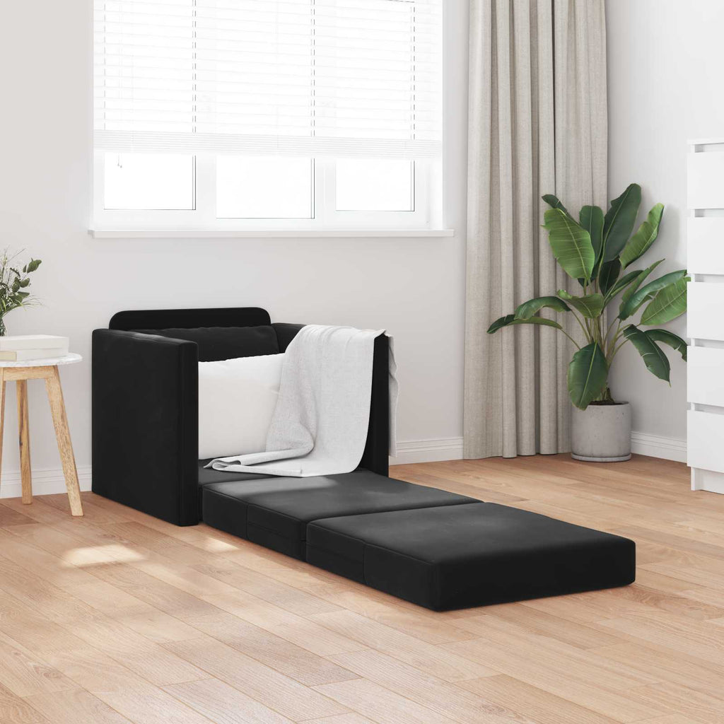 vidaXL Sofa Bed Czarny 74 x 77 x 81 cm Aksamit