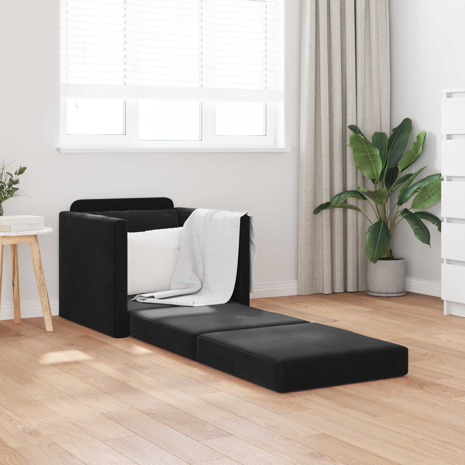vidaXL Sofa Bed Czarny 74 x 77 x 81 cm Aksamit