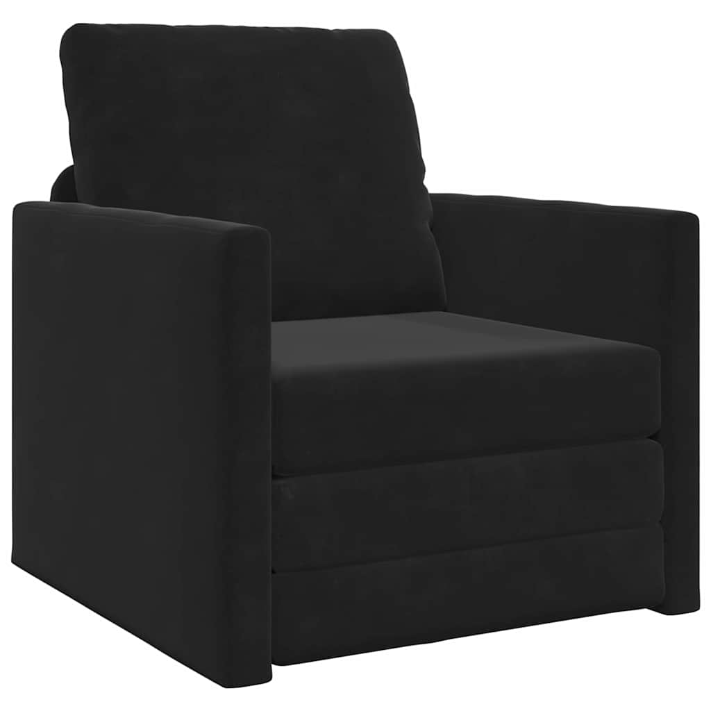 vidaXL Sofa Bed Czarny 74 x 77 x 81 cm Aksamit