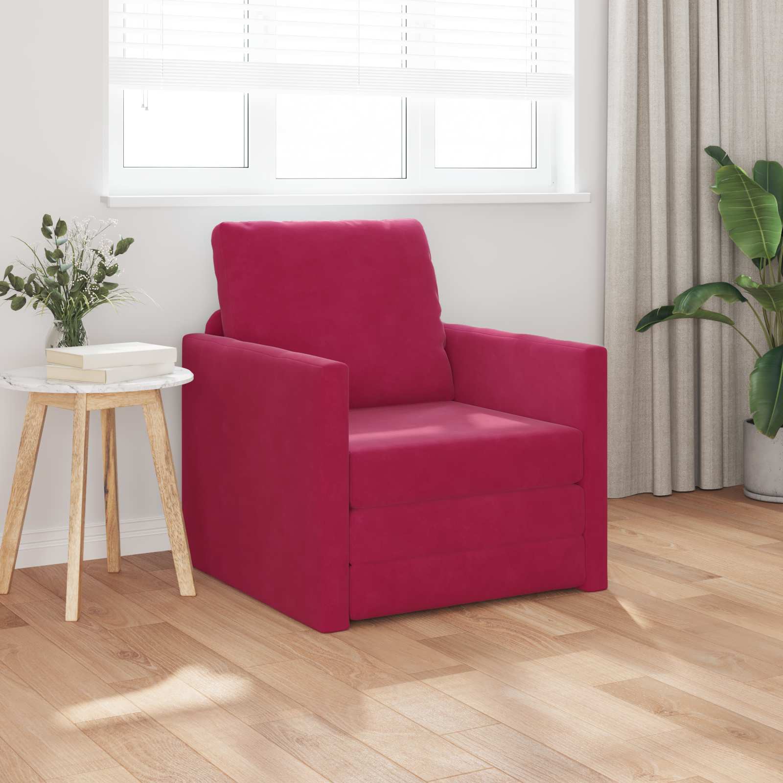 vidaXL Sofa Bed Czerwone wino 74 x 77 x 81 cm Aksamit