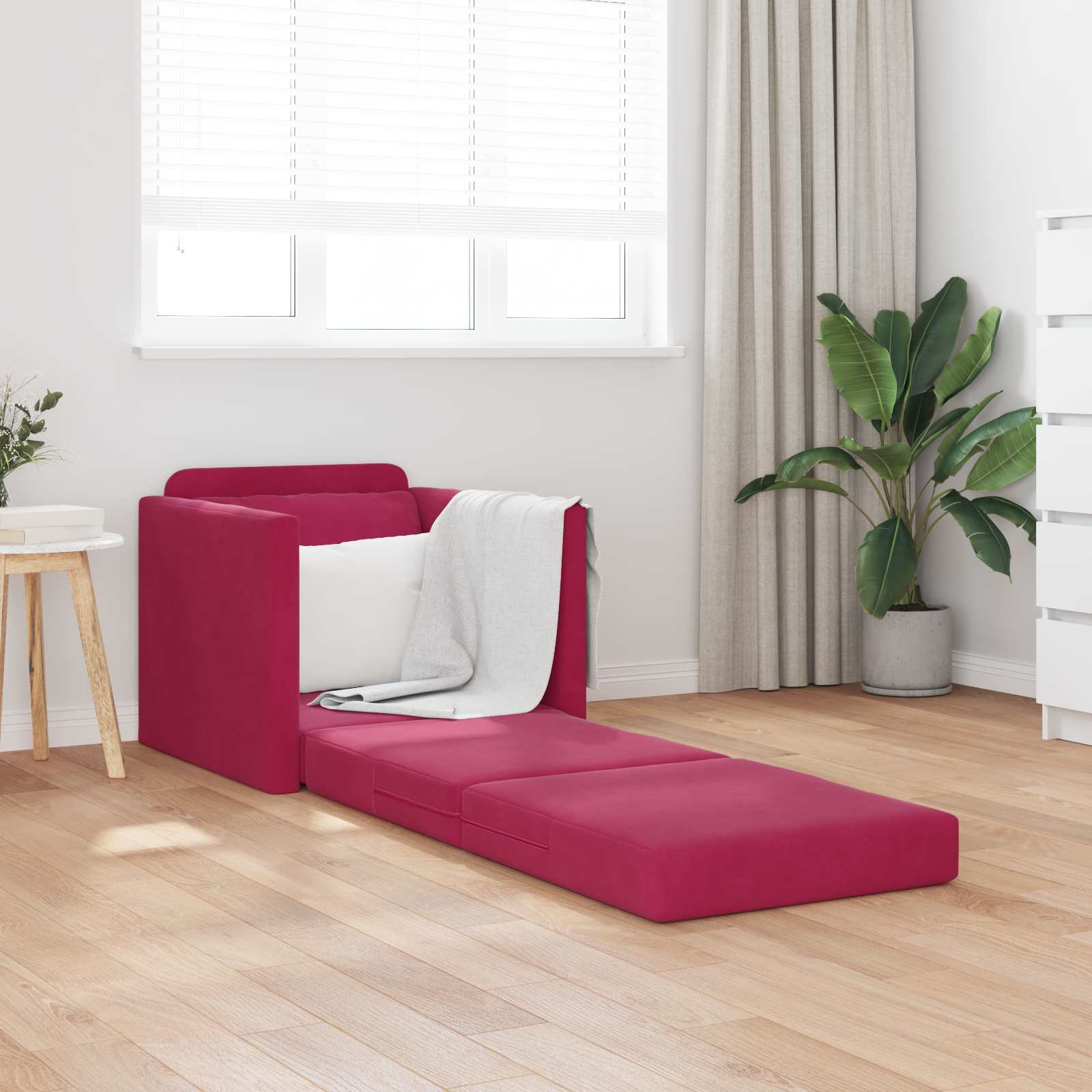 vidaXL Sofa Bed Czerwone wino 74 x 77 x 81 cm Aksamit