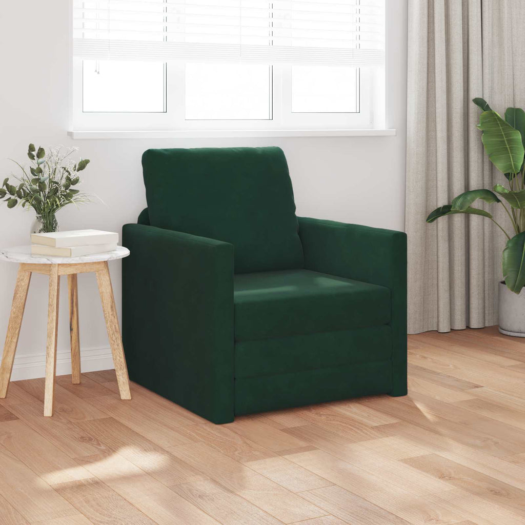 vidaXL Sofa Bed Ciemna zieleń 74 x 77 x 81 cm Aksamit