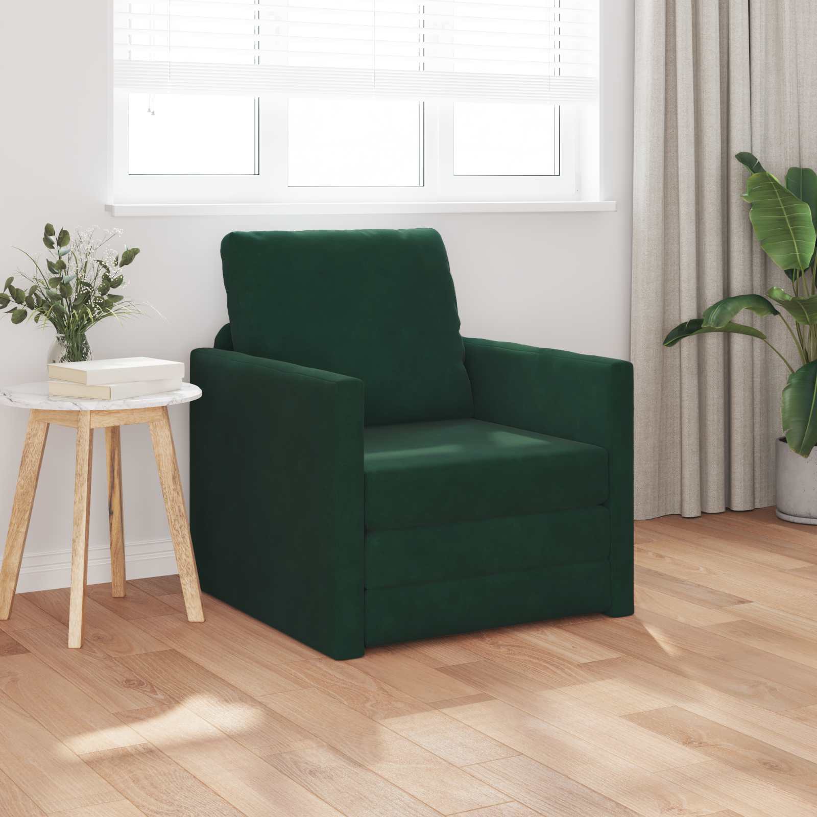 vidaXL Sofa Bed Ciemna zieleń 74 x 77 x 81 cm Aksamit