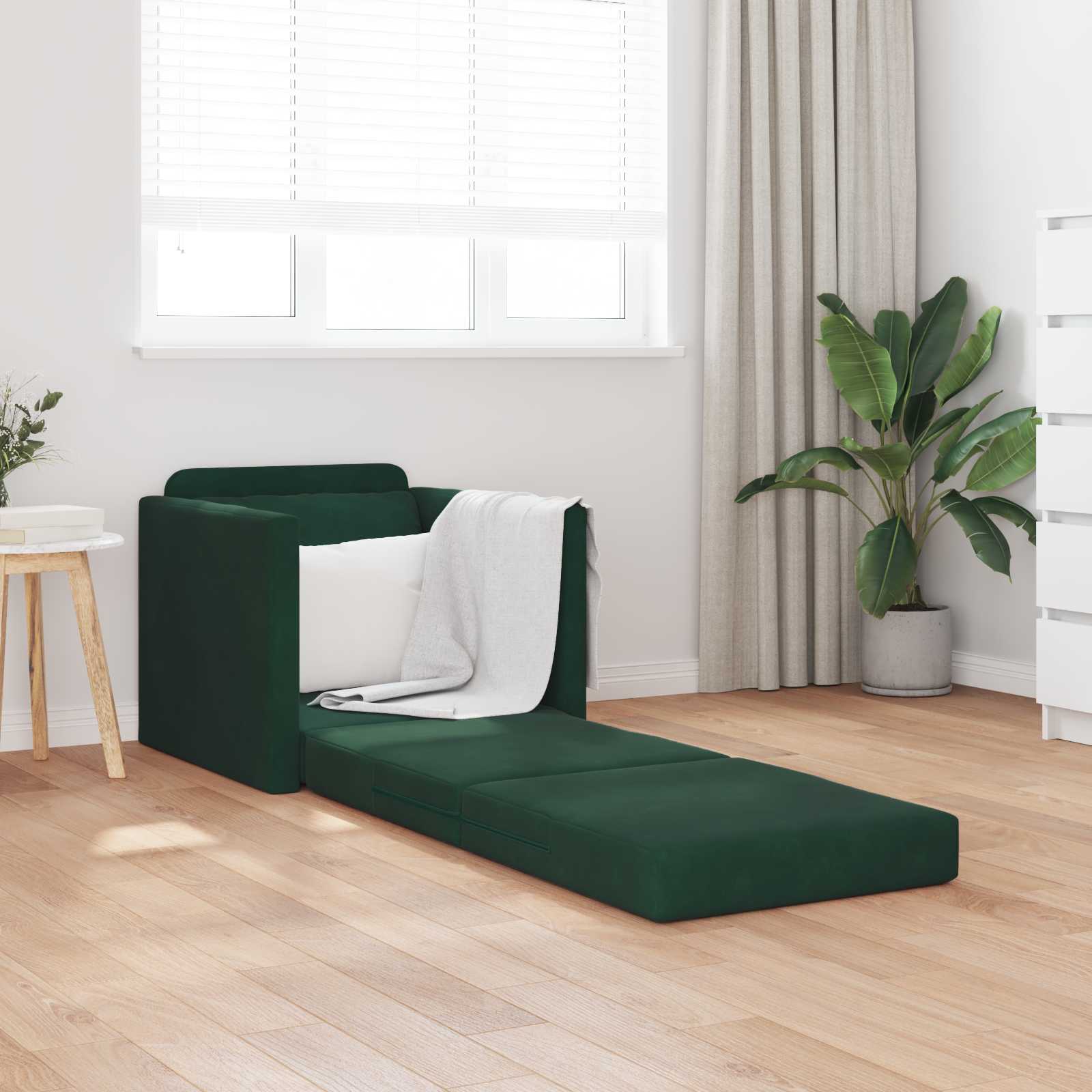 vidaXL Sofa Bed Ciemna zieleń 74 x 77 x 81 cm Aksamit