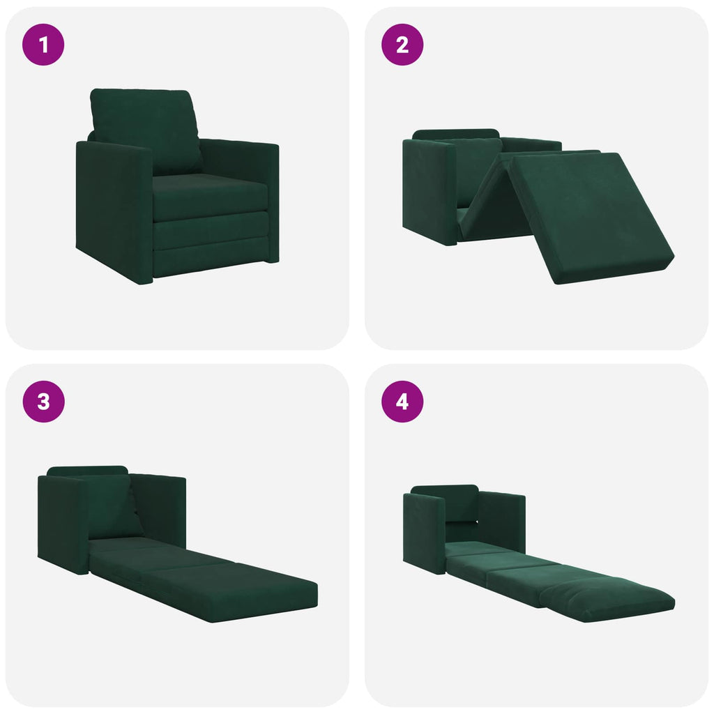 vidaXL Sofa Bed Ciemna zieleń 74 x 77 x 81 cm Aksamit