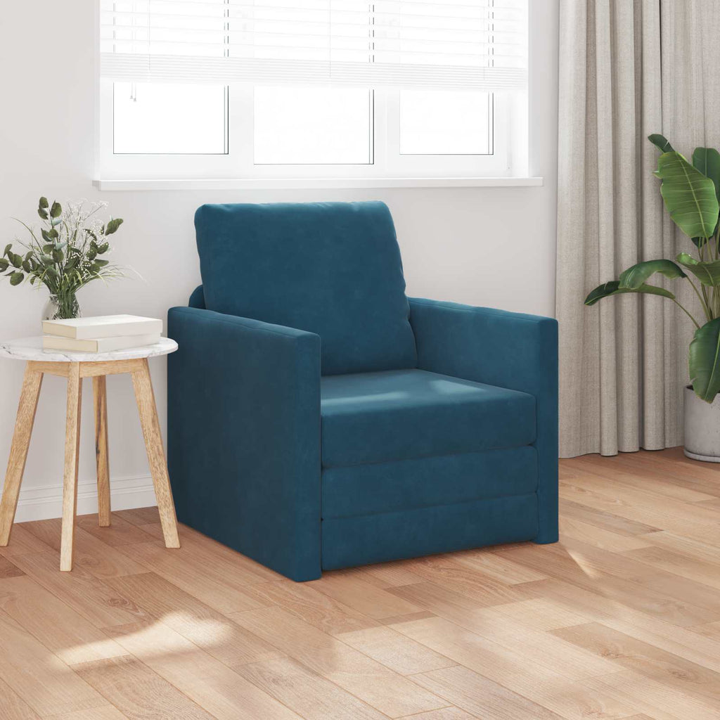 vidaXL Sofa Bed Niebieski 74 x 77 x 81 cm Aksamit