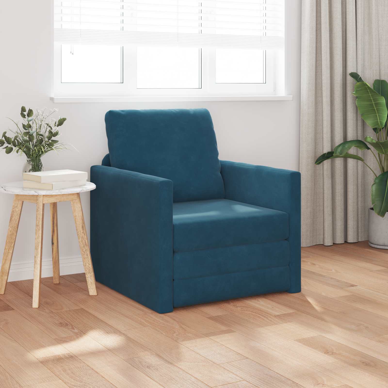 vidaXL Sofa Bed Niebieski 74 x 77 x 81 cm Aksamit