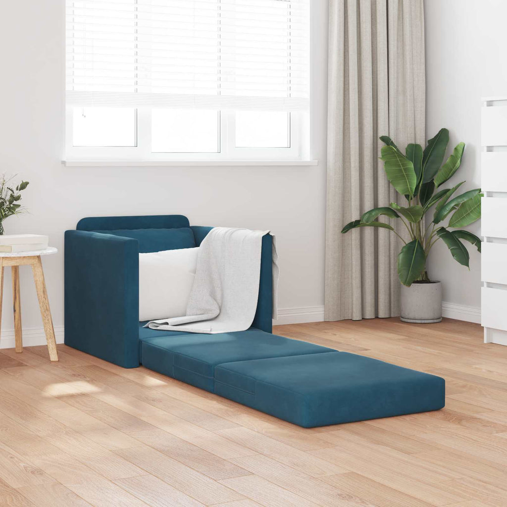 vidaXL Sofa Bed Niebieski 74 x 77 x 81 cm Aksamit