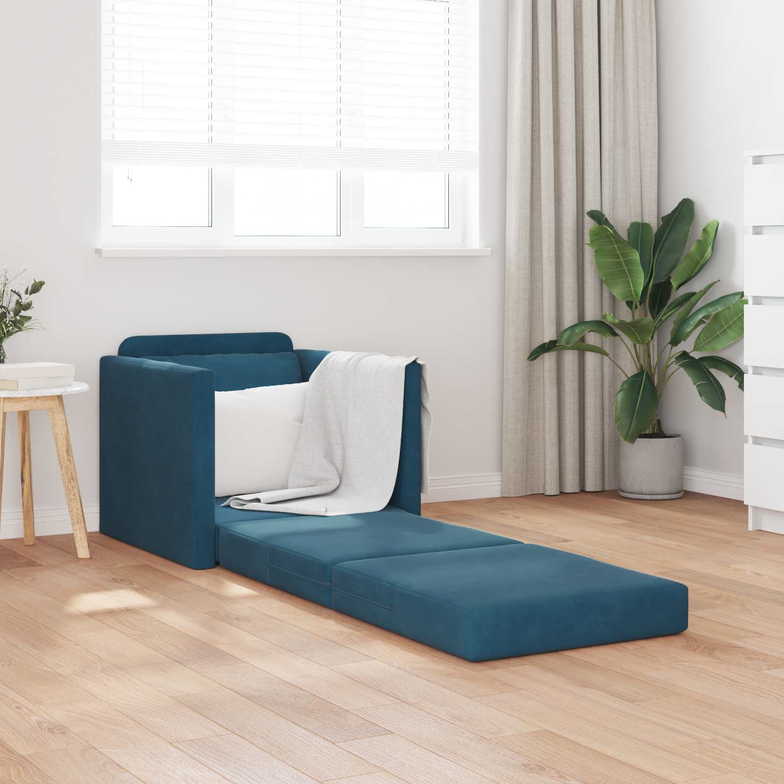 vidaXL Sofa Bed Niebieski 74 x 77 x 81 cm Aksamit