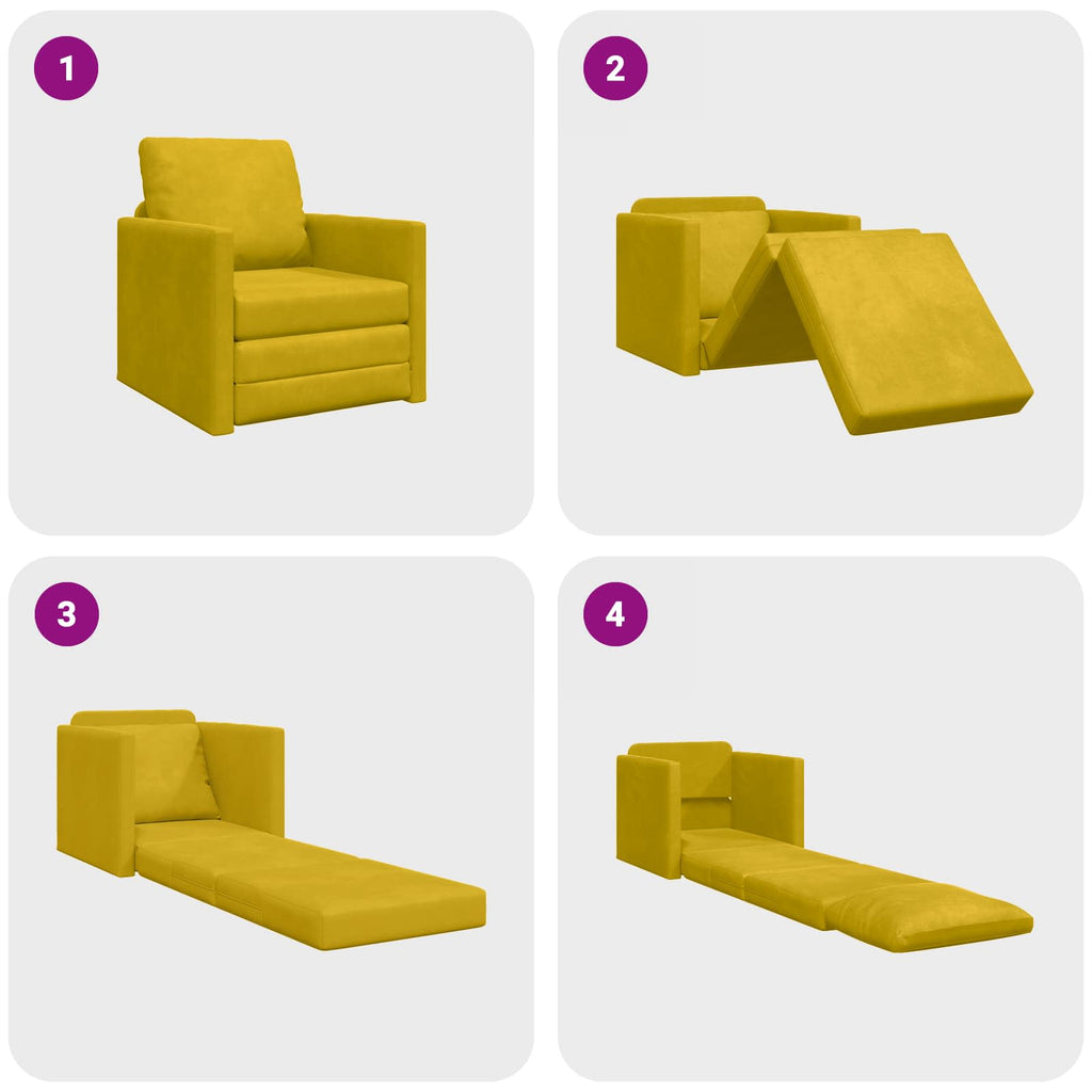 vidaXL Sofa Bed Ciemny Żółty 74 x 77 x 81 cm Aksamit