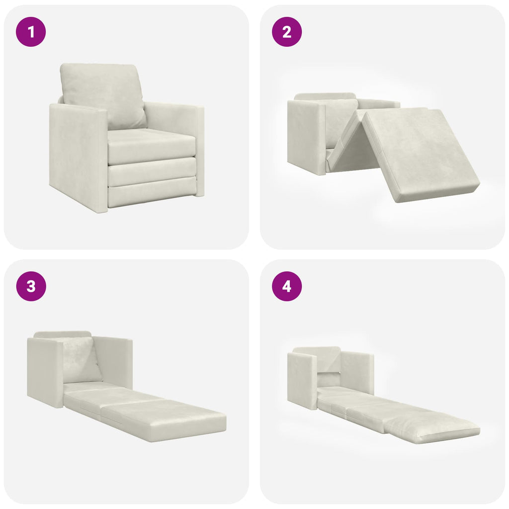 vidaXL Sofa Bed Kremowy 74 x 77 x 81 cm Aksamit