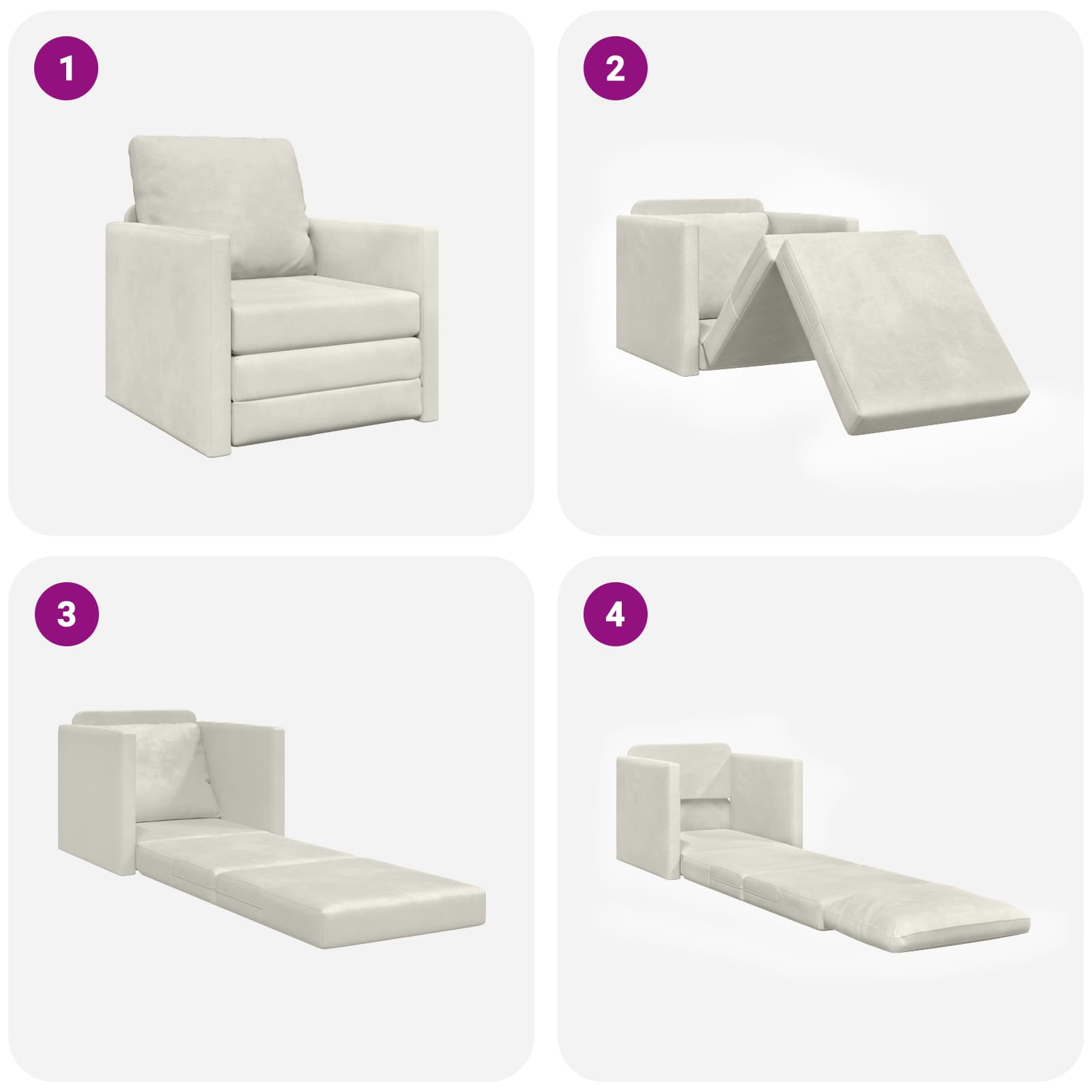 vidaXL Sofa Bed Kremowy 74 x 77 x 81 cm Aksamit