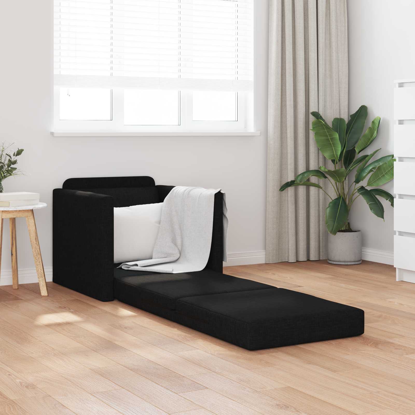 vidaXL Sofa Bed Czarny 74 x 77 x 81 cm tkanina