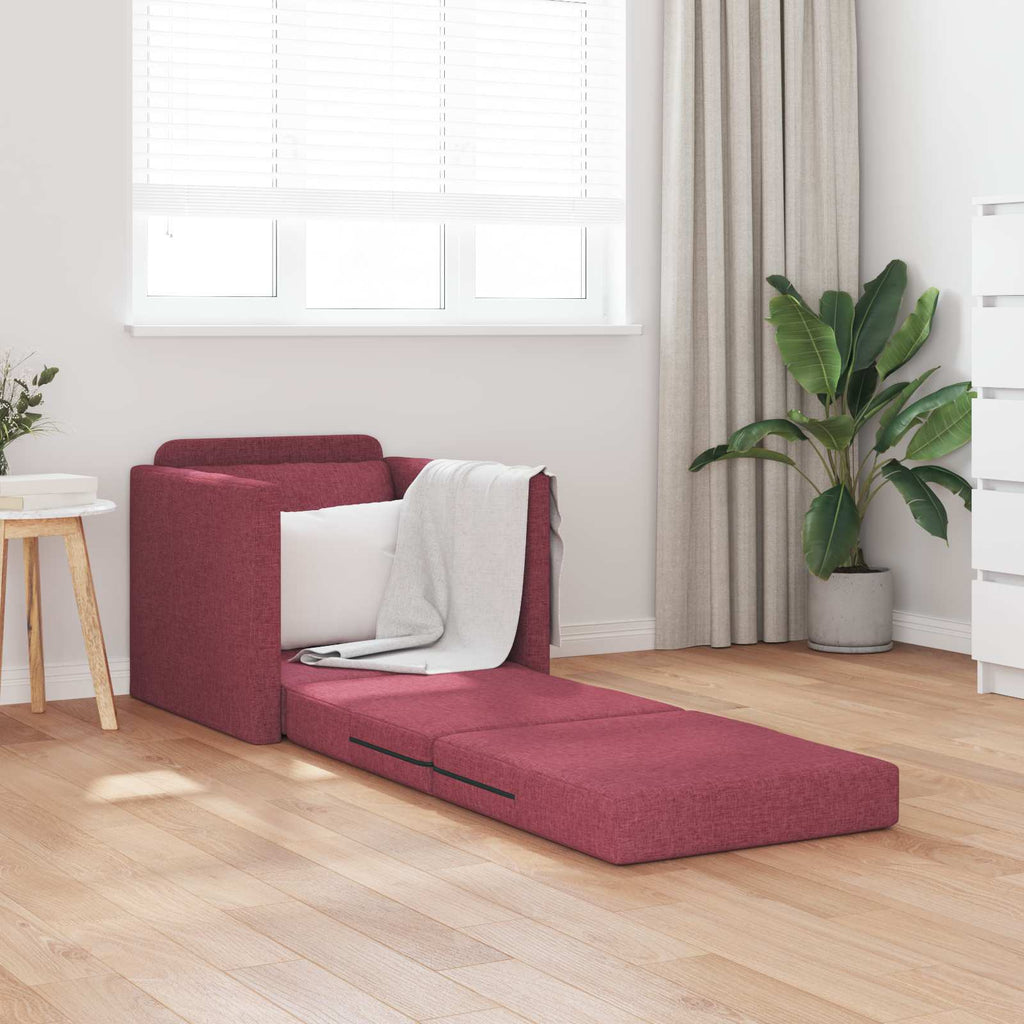 vidaXL Sofa Bed Czerwone wino 74 x 77 x 81 cm tkanina