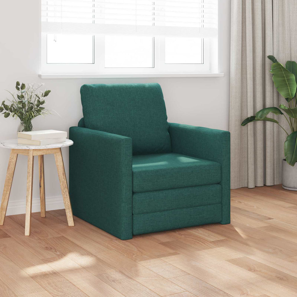 vidaXL Sofa Bed Ciemna zieleń 74 x 77 x 81 cm tkanina