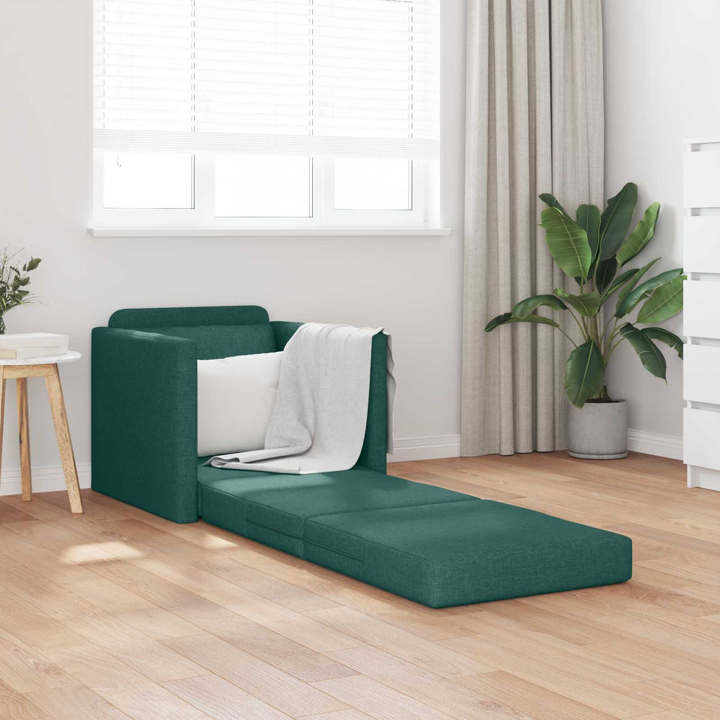 vidaXL Sofa Bed Ciemna zieleń 74 x 77 x 81 cm tkanina