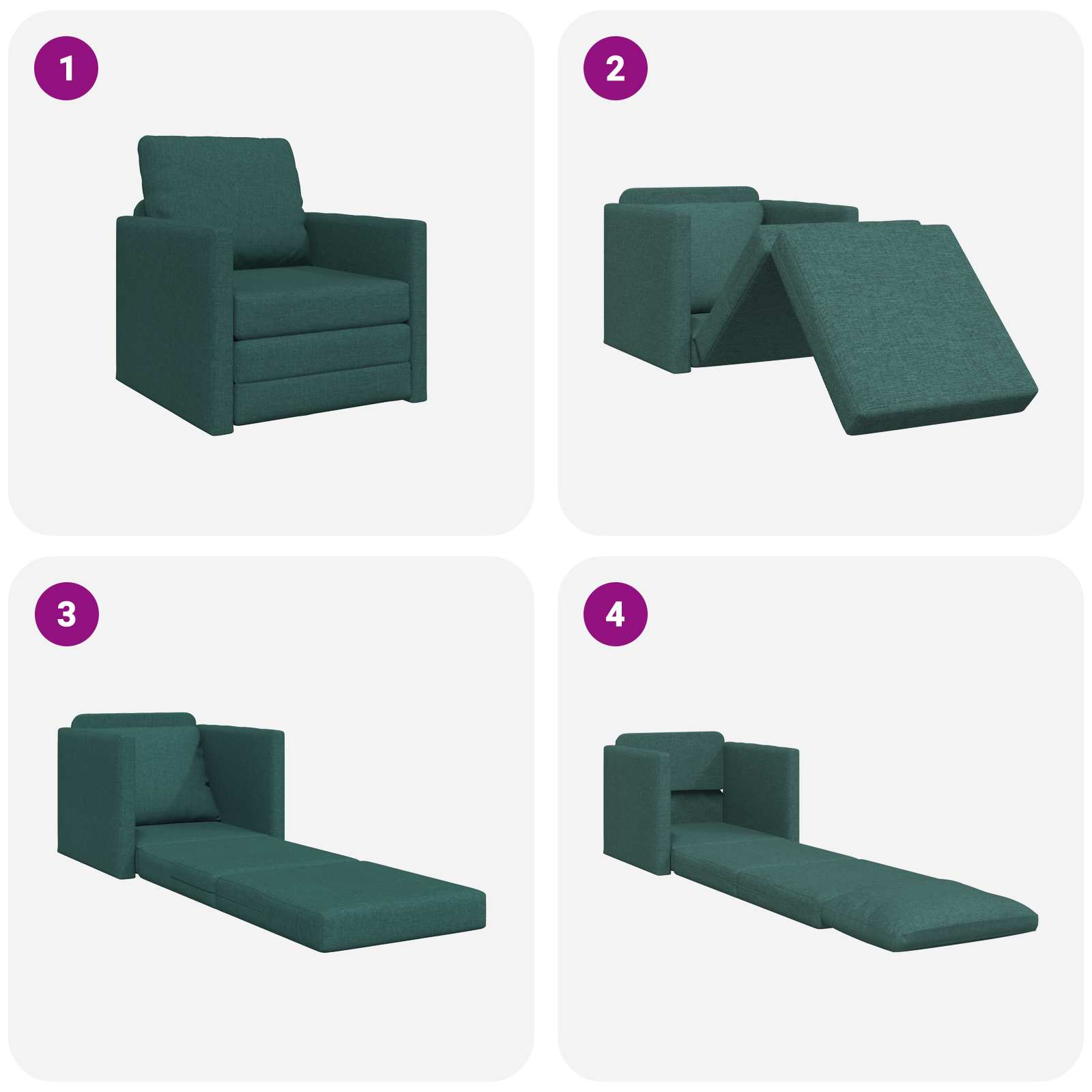 vidaXL Sofa Bed Ciemna zieleń 74 x 77 x 81 cm tkanina