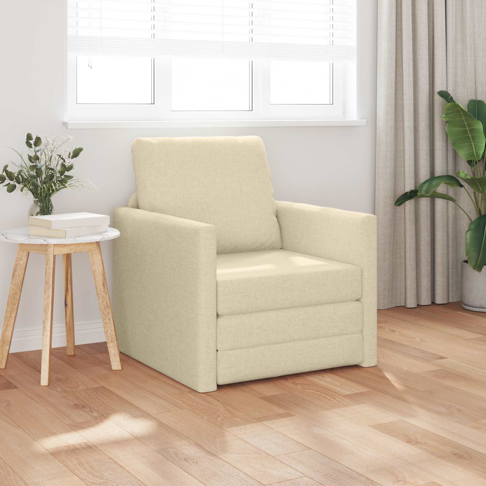 vidaXL Sofa Bed Kremowy 74 x 77 x 81 cm tkanina