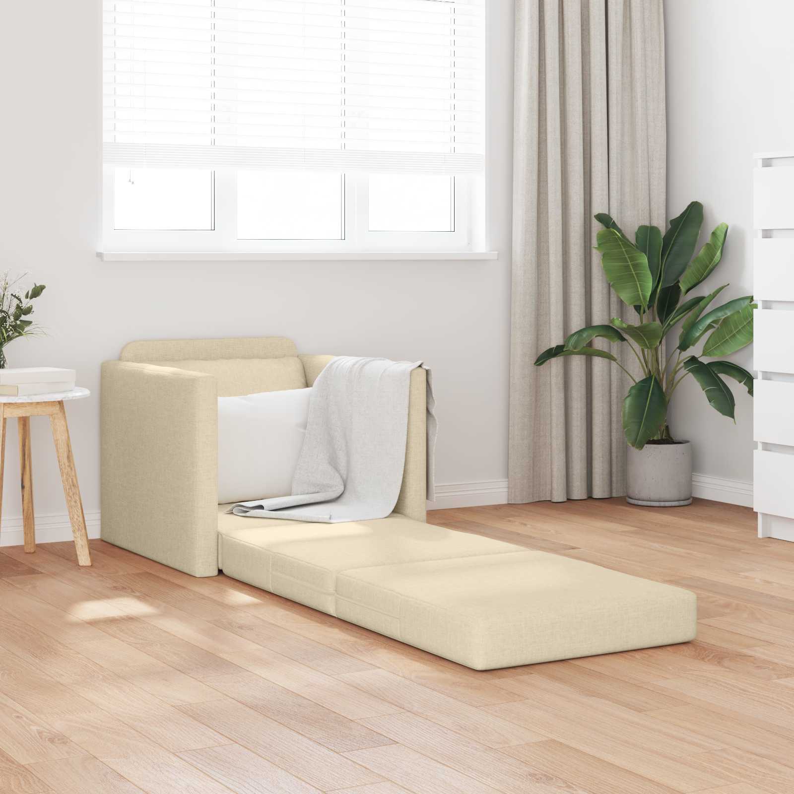 vidaXL Sofa Bed Kremowy 74 x 77 x 81 cm tkanina