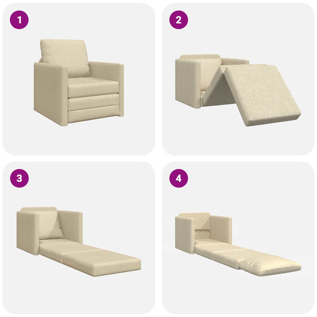 vidaXL Sofa Bed Kremowy 74 x 77 x 81 cm tkanina