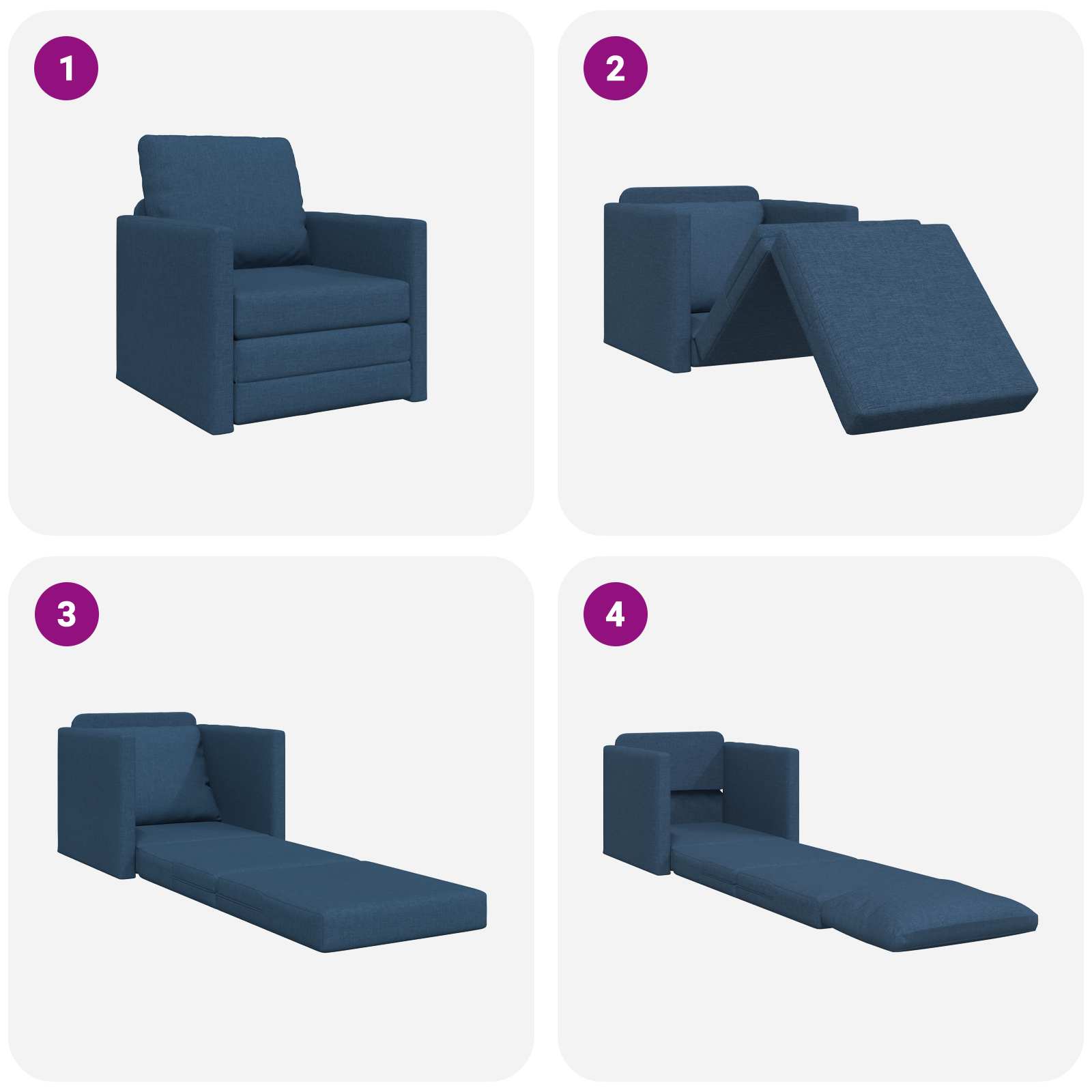 vidaXL Sofa Bed Niebieski 74 x 77 x 81 cm tkanina