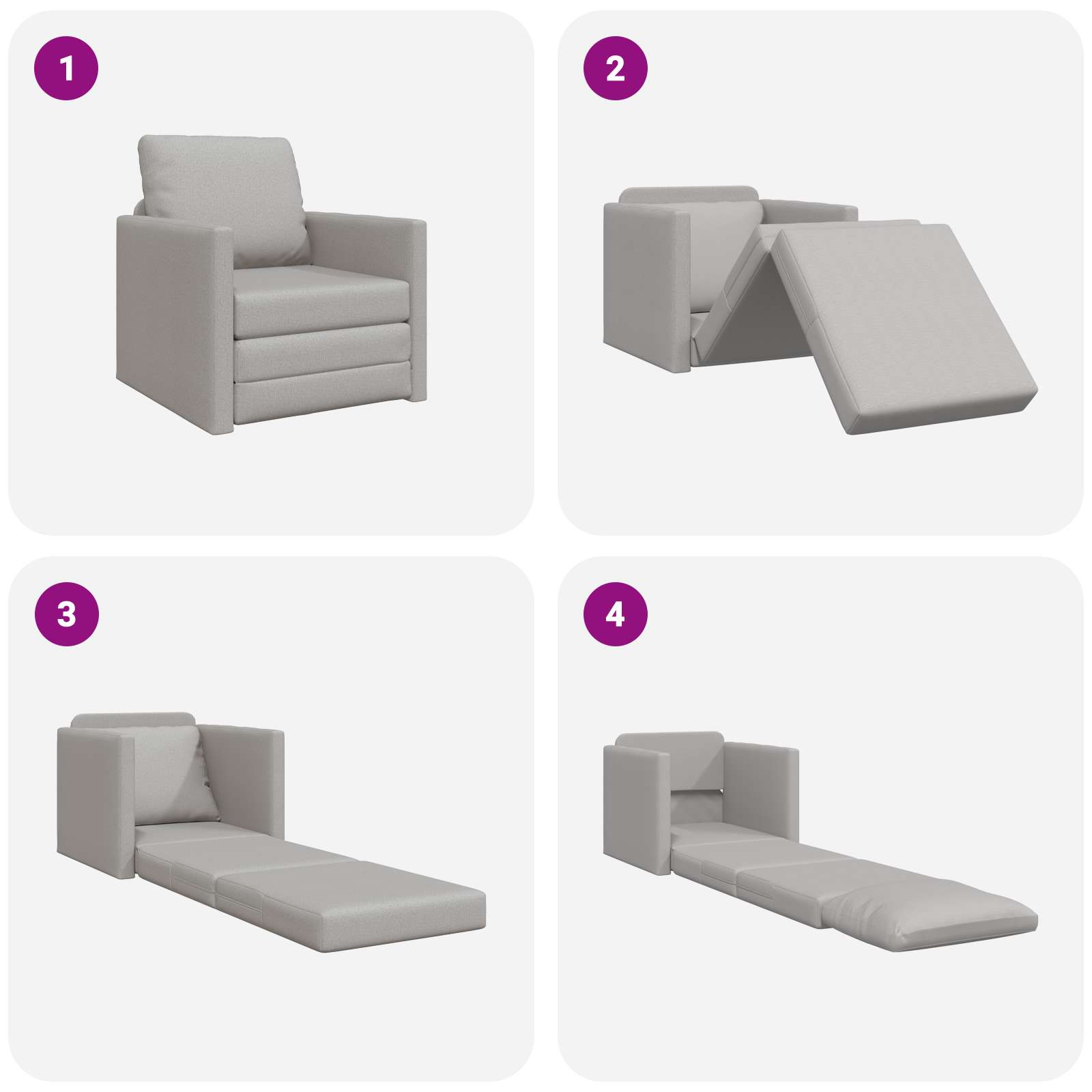 vidaXL Sofa Bed Szary chmur 74 x 77 x 81 cm tkanina