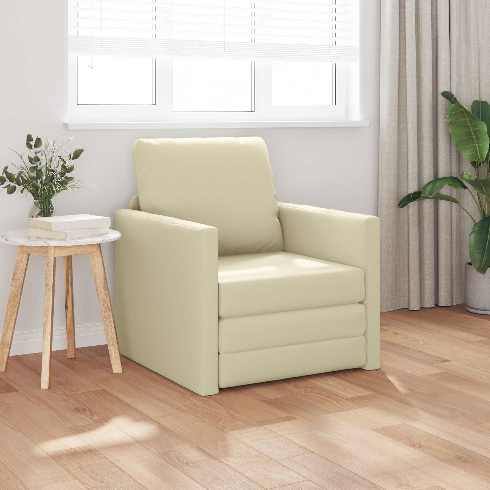 vidaXL Sofa Bed 60cm Kremowy Sztuczna skóra