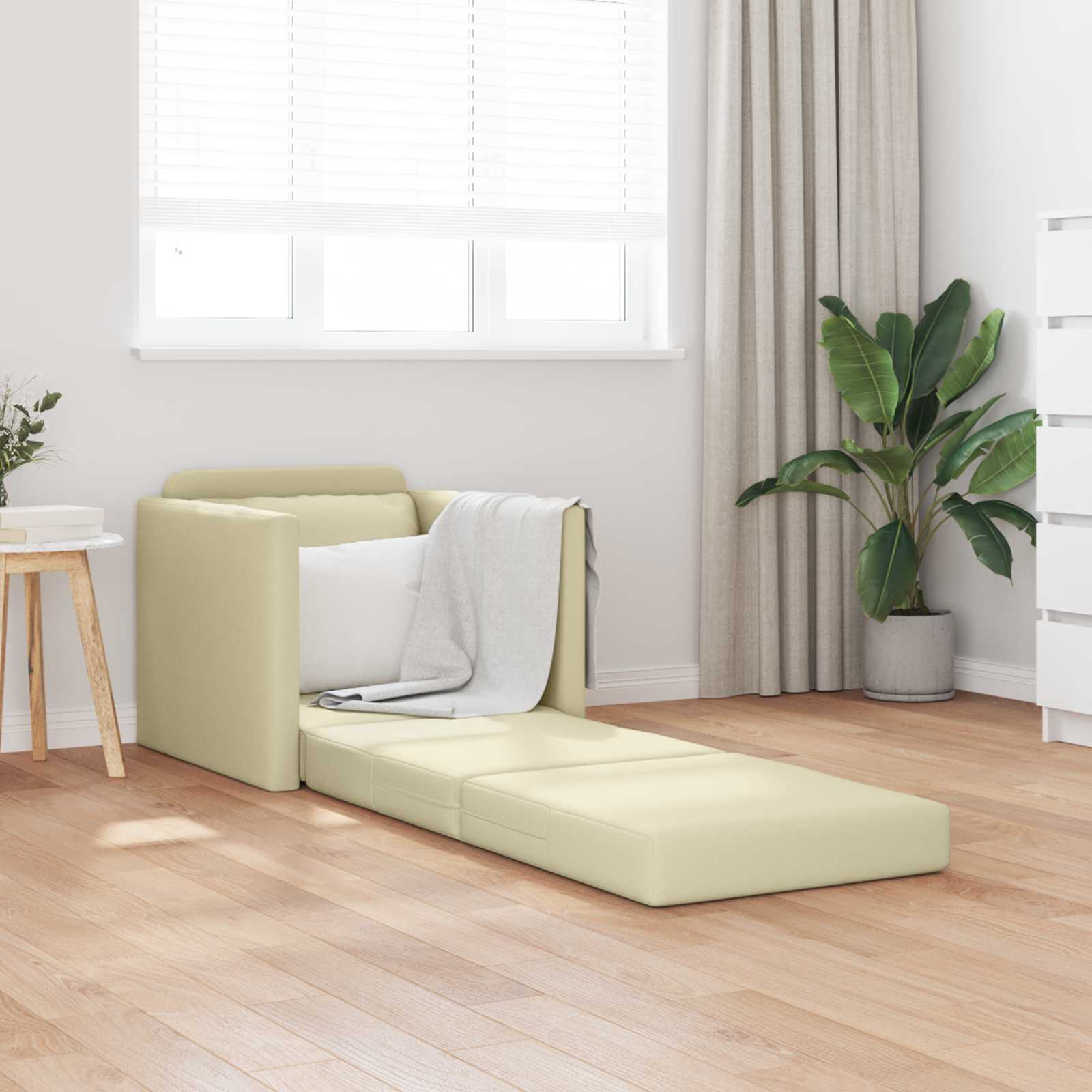 vidaXL Sofa Bed 60cm Kremowy Sztuczna skóra
