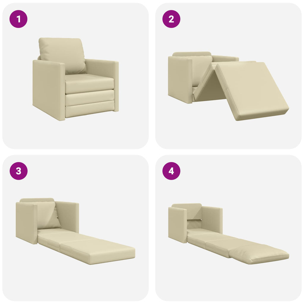 vidaXL Sofa Bed 60cm Kremowy Sztuczna skóra