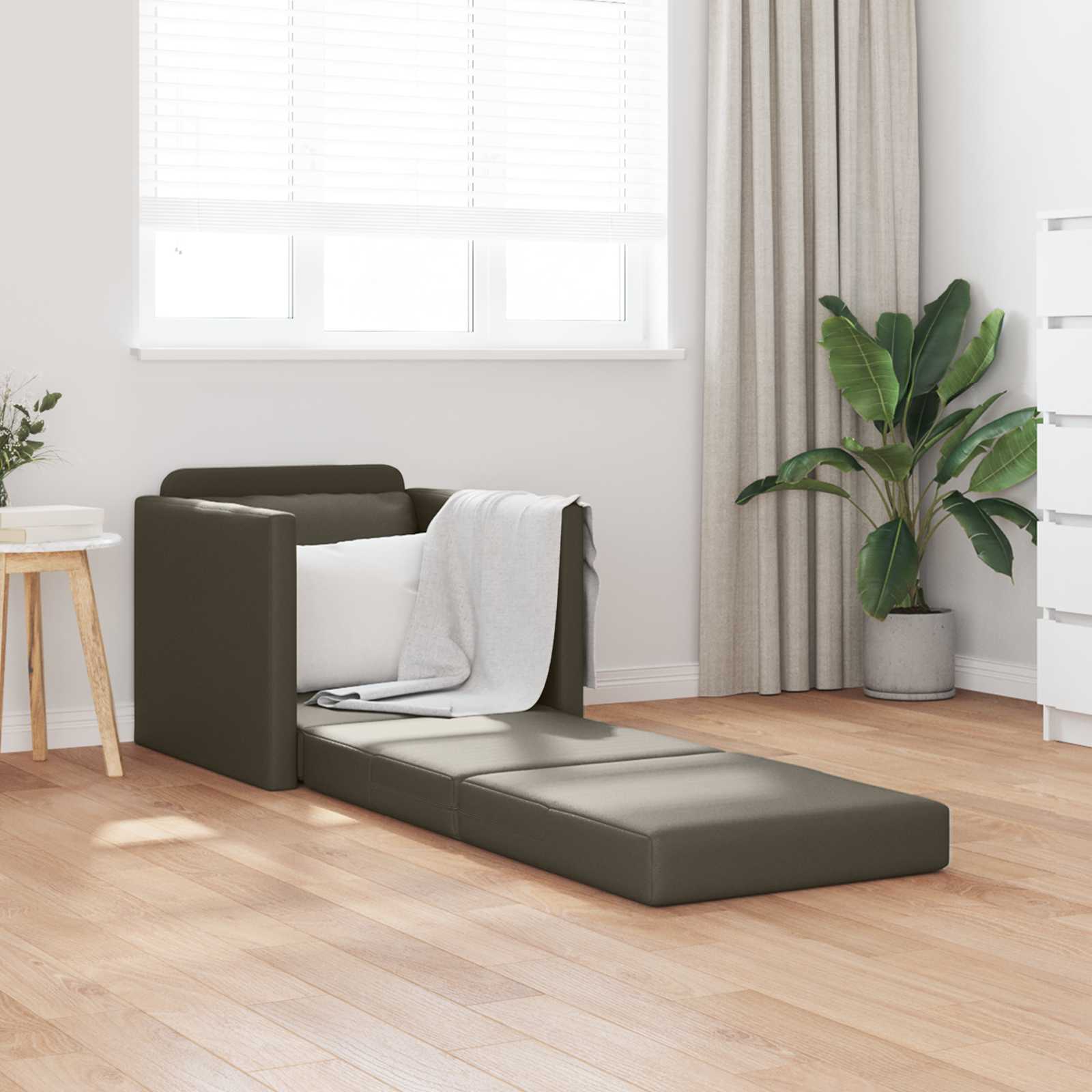 vidaXL Sofa Bed 60cm Szary Sztuczna skóra