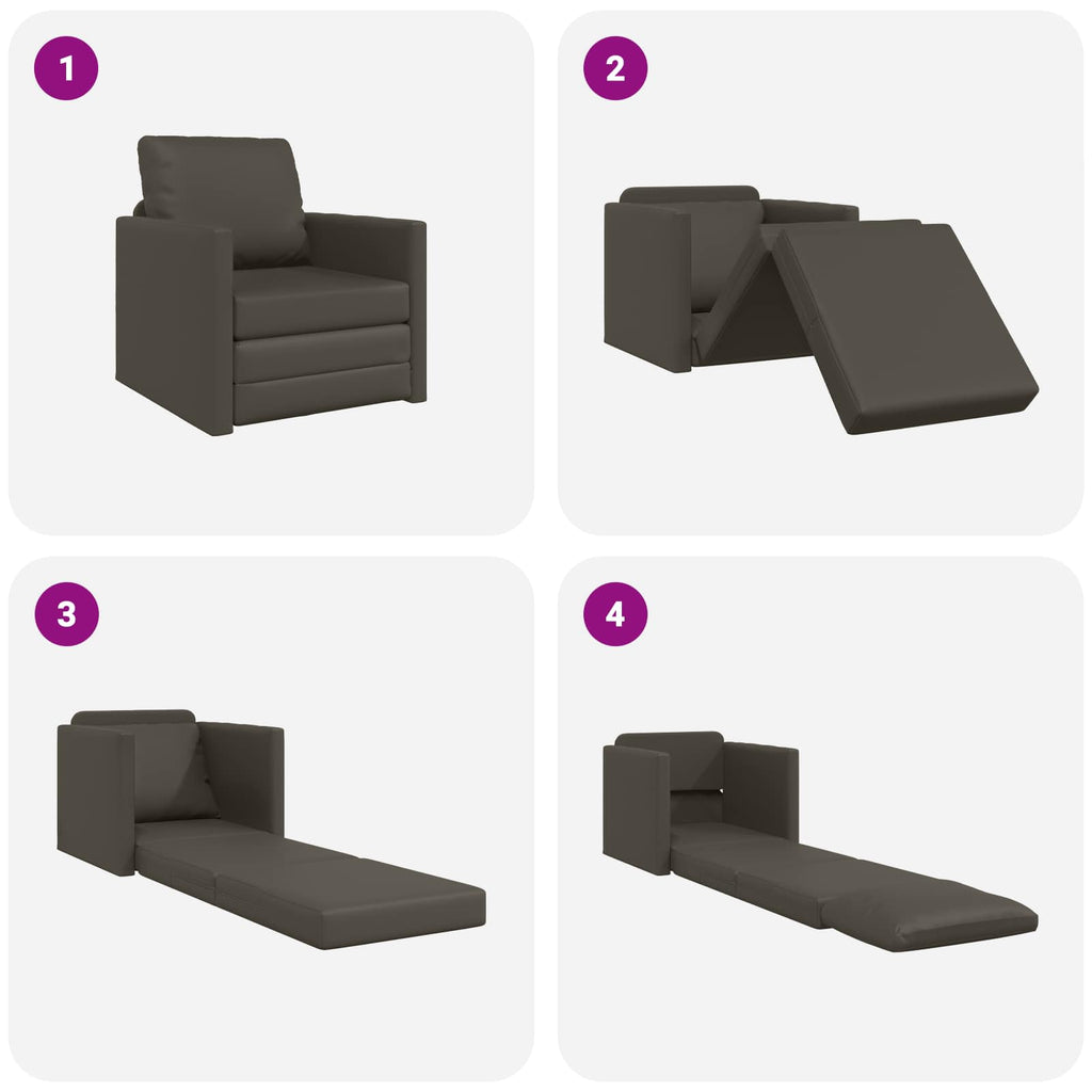 vidaXL Sofa Bed 60cm Szary Sztuczna skóra