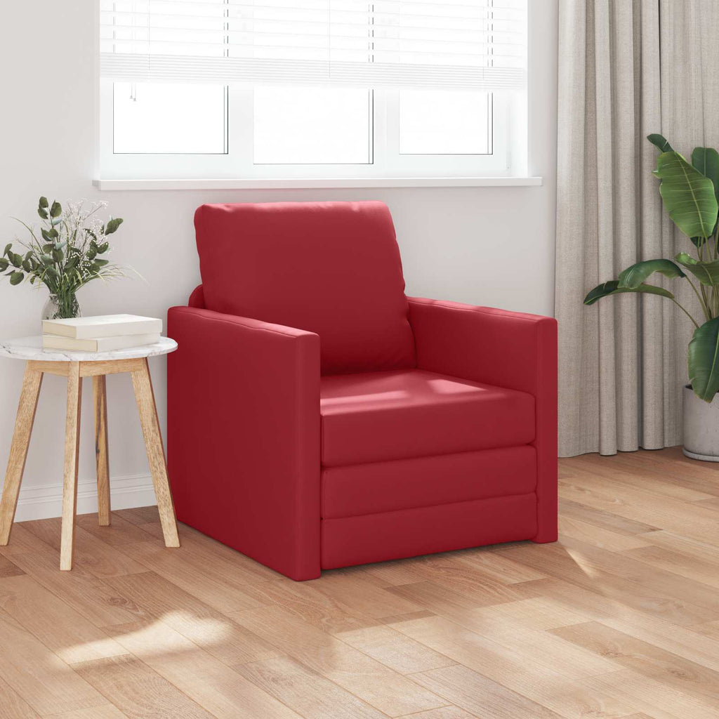 vidaXL Sofa Bed 60cm Czerwone wino Sztuczna skóra