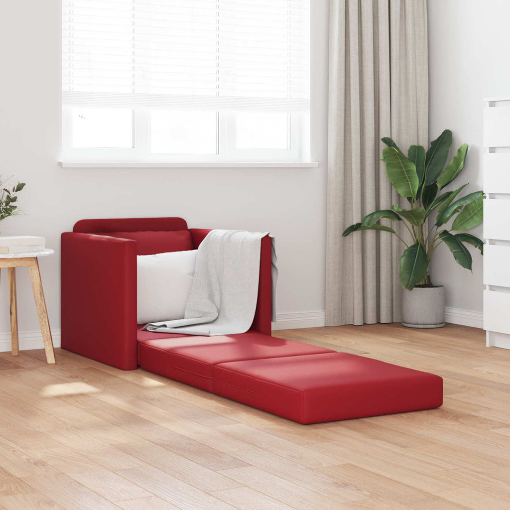 vidaXL Sofa Bed 60cm Czerwone wino Sztuczna skóra