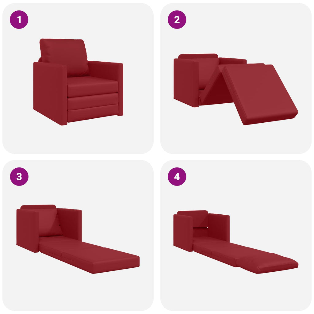 vidaXL Sofa Bed 60cm Czerwone wino Sztuczna skóra